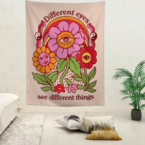 1pc 75x100cm Tarot Tapestry,Aesthetic Tapestries Botanical Hippie Tapestry,Wall Hanging For Living Room Bedroom Dorm Room Decor 1