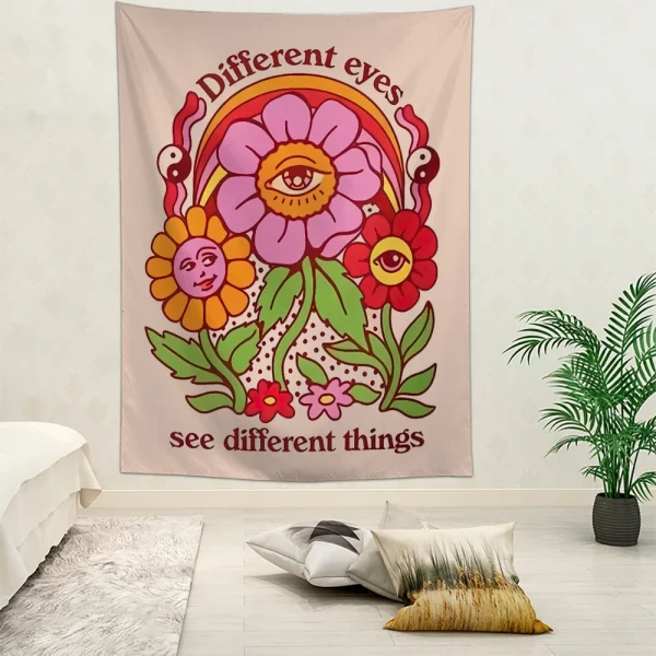 1pc 75x100cm Tarot Tapestry,Aesthetic Tapestries Botanical Hippie Tapestry,Wall Hanging For Living Room Bedroom Dorm Room Decor 1