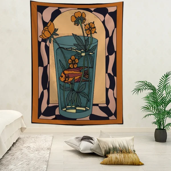 1pc 75x100cm Tarot Tapestry,Aesthetic Tapestries Botanical Hippie Tapestry,Wall Hanging For Living Room Bedroom Dorm Room Decor 3