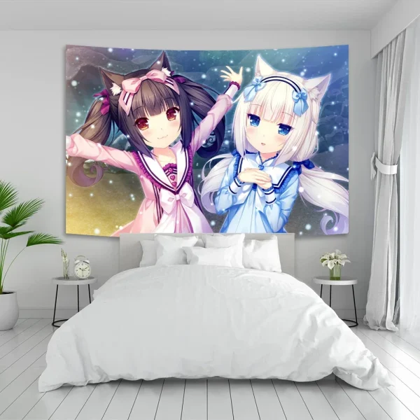 Anime Nekoparas Wall Tapestry Kawaii Background Cloth Wall Decoration Psychedelic Girls' Dormitory Pink Room Banner 2