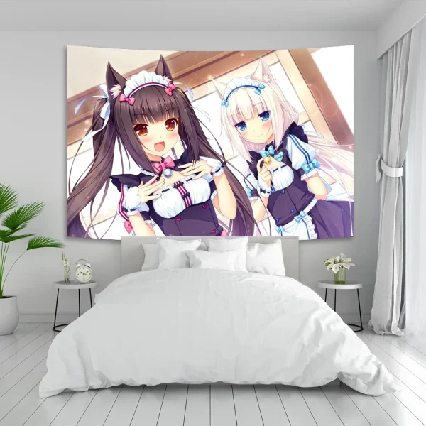 Anime Nekoparas Wall Tapestry Kawaii Background Cloth Wall Decoration Psychedelic Girls' Dormitory Pink Room Banner 5