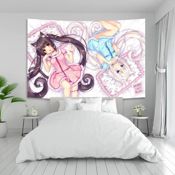 Anime Nekoparas Wall Tapestry Kawaii Background Cloth Wall Decoration Psychedelic Girls' Dormitory Pink Room Banner 6