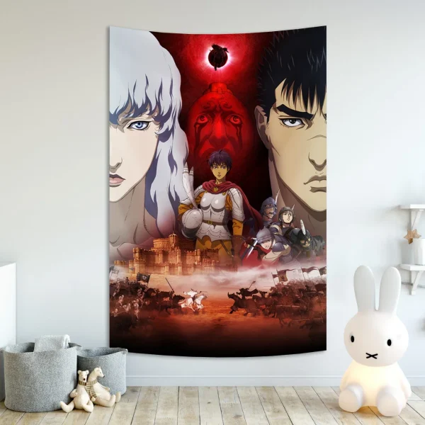 Anime Berserk Sacrifice Tapestry Hanging Printed Home Room Bar Cafe Aesthetic Art Wall Decor 2