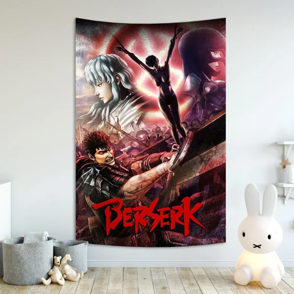 Anime Berserk Sacrifice Tapestry Hanging Printed Home Room Bar Cafe Aesthetic Art Wall Decor 3
