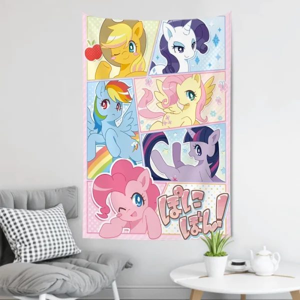 Cute M-My Cartoon P-Pony L-Little Anime Tapestry Room Decor Wall Cloth Party Hanging Background Room Decor Baby Room 4