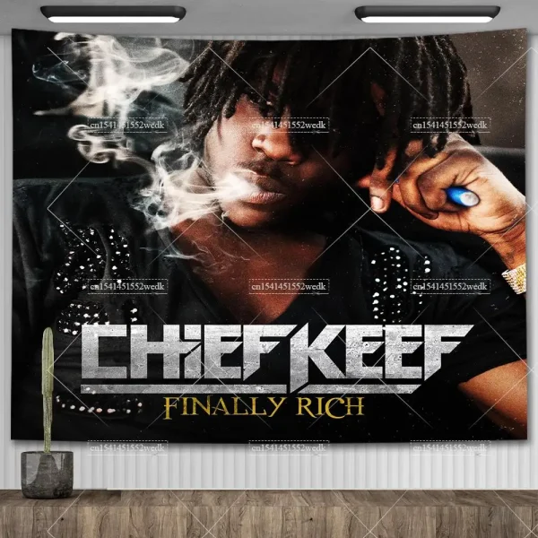 Chief Keef In The Garden Of Eden Wall Hanging Tapestry Hippie HipPop Rapper Tapestries Meme Aesthetic Bedroom Decoration 2