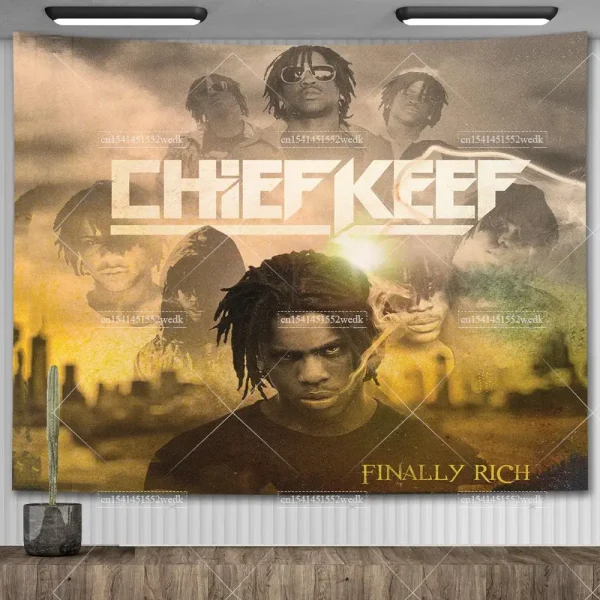 Chief Keef In The Garden Of Eden Wall Hanging Tapestry Hippie HipPop Rapper Tapestries Meme Aesthetic Bedroom Decoration 6