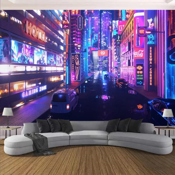 Cyberpunk Future Steam City Home Tapestry Art Wall Hanging Psychedelic Galaxy Hippie Retro Anime  Background Decoration 2