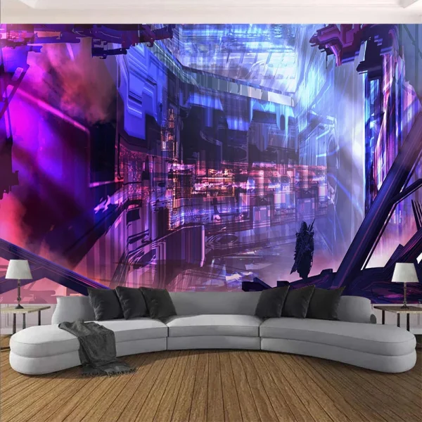 Cyberpunk Future Steam City Home Tapestry Art Wall Hanging Psychedelic Galaxy Hippie Retro Anime  Background Decoration 6