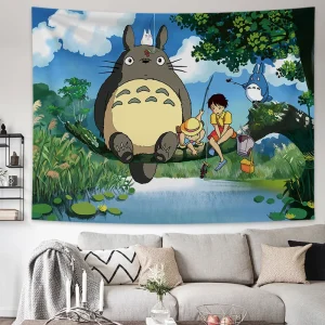 Hayao Miyazaki Totoro Background Cloth Ins Hanging Cloth Anime Hanging Paint Wall Bedhead Tapestry Room Dormitory Wall Cloth 1