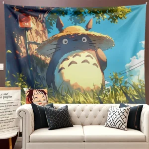 Totoro Miyazaki Hayao Cartoon Healing Anime Background Cloth Hanging Cloth Ins Bedroom Dormitory Living Room Decoration Tapestry 1