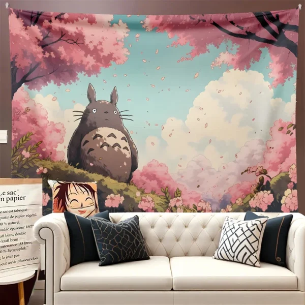 Totoro Miyazaki Hayao Cartoon Healing Anime Background Cloth Hanging Cloth Ins Bedroom Dormitory Living Room Decoration Tapestry 3
