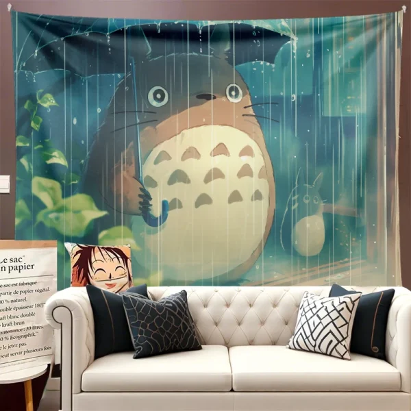 Totoro Miyazaki Hayao Cartoon Healing Anime Background Cloth Hanging Cloth Ins Bedroom Dormitory Living Room Decoration Tapestry 4