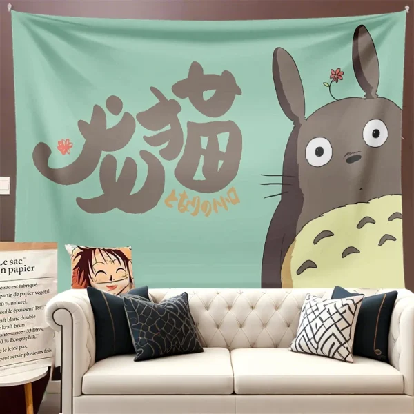 Totoro Miyazaki Hayao Cartoon Healing Anime Background Cloth Hanging Cloth Ins Bedroom Dormitory Living Room Decoration Tapestry 5