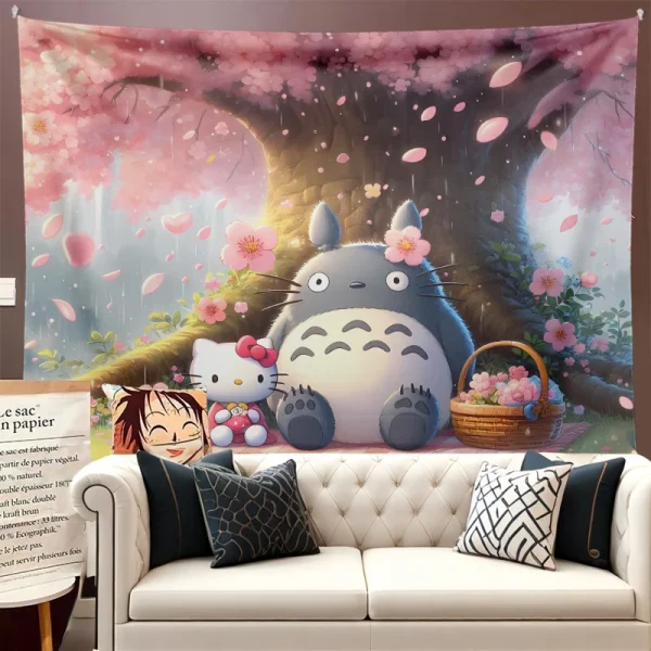 Totoro Miyazaki Hayao Cartoon Healing Anime Background Cloth Hanging Cloth Ins Bedroom Dormitory Living Room Decoration Tapestry 6