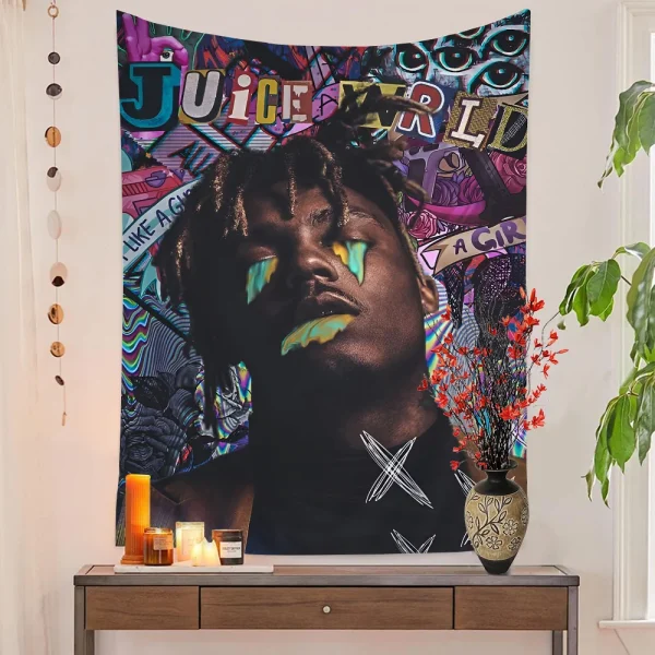 1PC Juice Wrld Tapestry Printed Large Wall Tapestry Art Science Fiction Room Home Decor Decor Blanket 1