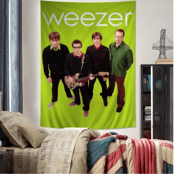 Weezer music band DIY Wall Tapestry Hippie Flower Wall Carpets Dorm Decor Wall Art Decor 4