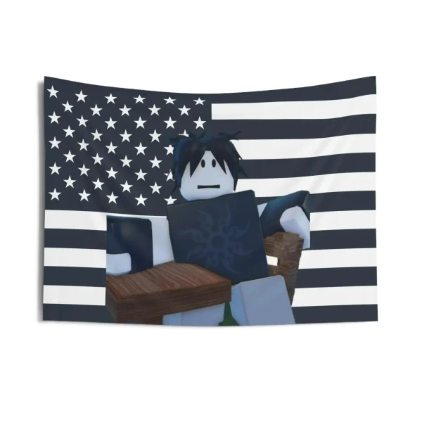 New Two Time R-Roblox Design Patriotic American Flag Wall Tapestry Indoor Home Decor Gift Idea Dorm Room Tapestry Forsaken Docer 1
