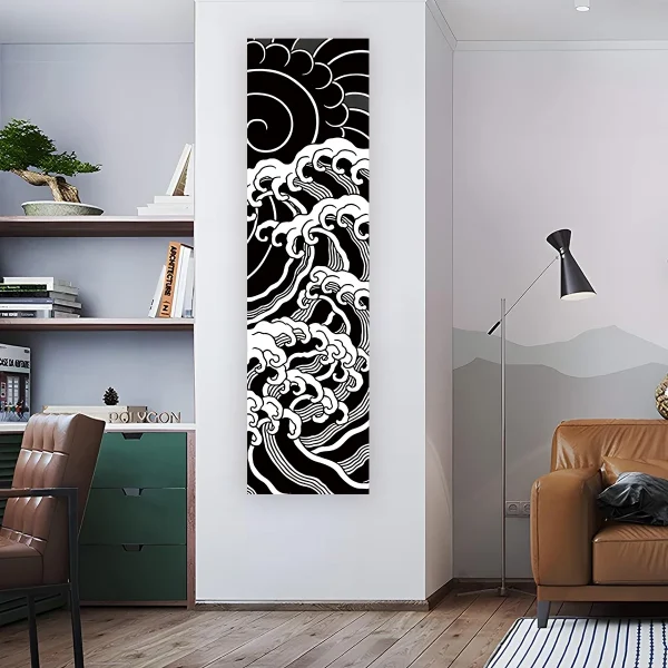 Japanese Ocean Waves Wall Decoration Tapestry Red Sun & Ocean Waves Landscape Aesthetic Tapestry Wall Hanging Home Room Decor 6