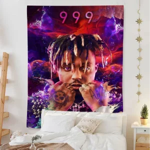 Hip Hop Rapper Juice Wrld Colorful Tapestry Wall Hanging Hippie Flower Wall Carpets Dorm Decor Wall Art Decor 1