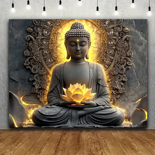 Big Buddha tapestry lotus yoga meditation tapestry dark lotus suitable for bedroom living room dormitory decoration 3