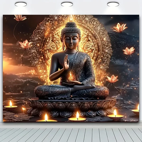Big Buddha tapestry lotus yoga meditation tapestry dark lotus suitable for bedroom living room dormitory decoration 4