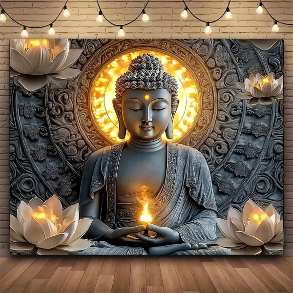 Big Buddha tapestry lotus yoga meditation tapestry dark lotus suitable for bedroom living room dormitory decoration 5
