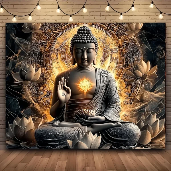 Big Buddha tapestry lotus yoga meditation tapestry dark lotus suitable for bedroom living room dormitory decoration 6