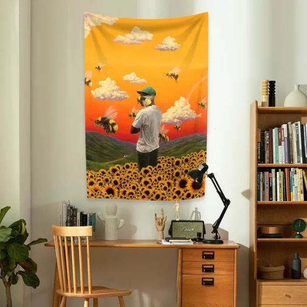 Tyler The Creator American Flag Rapper Singer Polyester Tapestry Wall Hanging for Living Room Bedroom Dorm Aesthetic Decor 4
