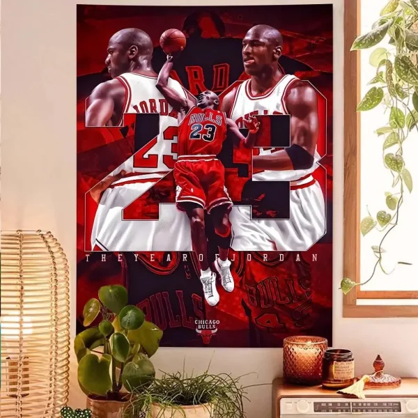 Mj Basketball Tapestry Michael Jordan Poster Wall Hanging for Bedroom Dorm Fans Party Decor Gift for Men Photography Prop 1