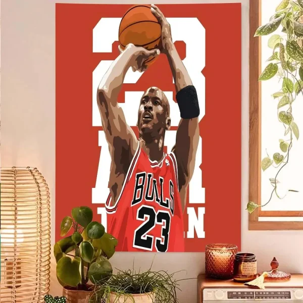 Mj Basketball Tapestry Michael Jordan Poster Wall Hanging for Bedroom Dorm Fans Party Decor Gift for Men Photography Prop 2