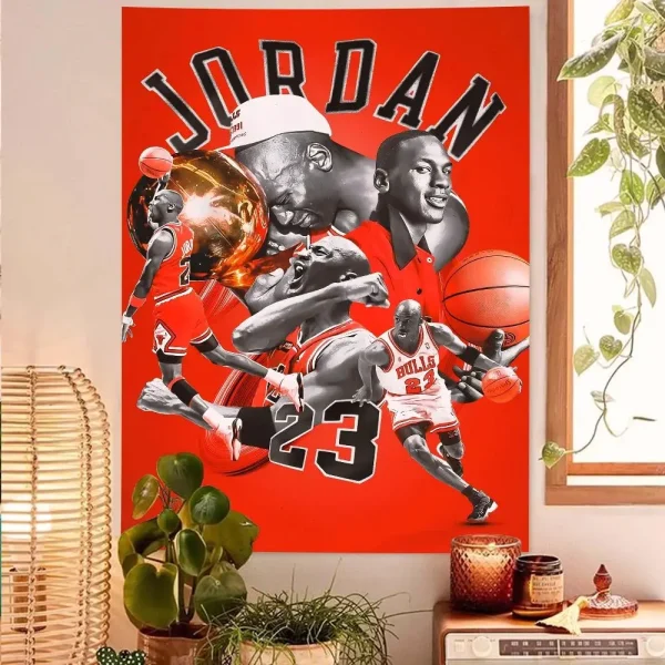 Mj Basketball Tapestry Michael Jordan Poster Wall Hanging for Bedroom Dorm Fans Party Decor Gift for Men Photography Prop 4