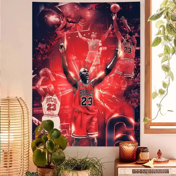 Mj Basketball Tapestry Michael Jordan Poster Wall Hanging for Bedroom Dorm Fans Party Decor Gift for Men Photography Prop 5