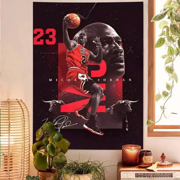 Mj Basketball Tapestry Michael Jordan Poster Wall Hanging for Bedroom Dorm Fans Party Decor Gift for Men Photography Prop 6