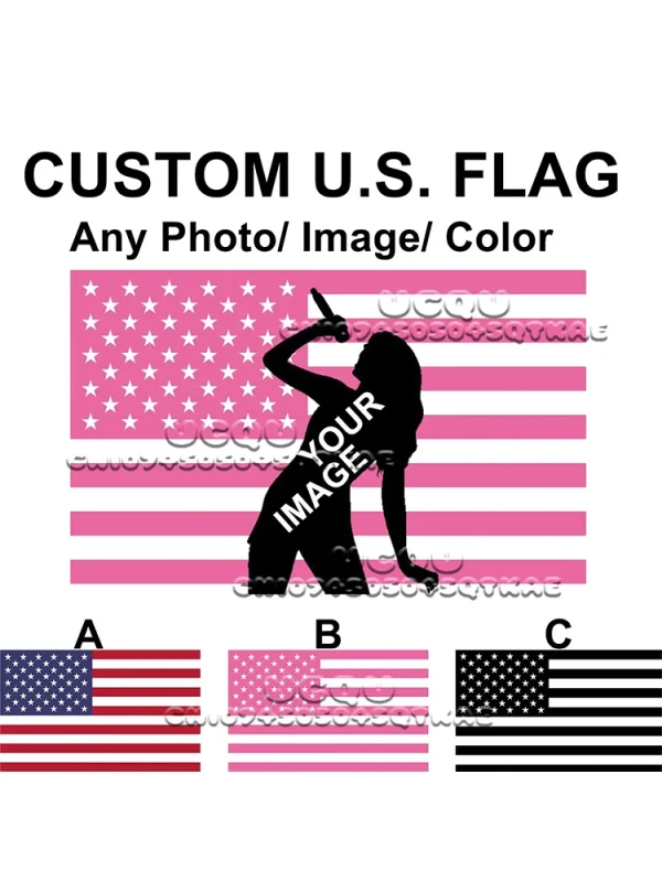 Custom American Flag Printing 5 Sizes Color Photo Pink Black 3x5 Ft Customized US Banner Tapestry With Your Image Color Tapestry 1