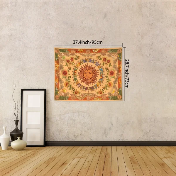 1pc Sun Moon Fantasy Tapestry, Retro Ethnic Wave Simia Tapestry, Sunflower Constellation Aesthetic Wall Hanging 5