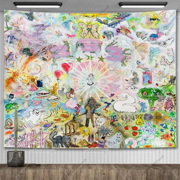 333 Bladee Album Cover Wall Tapestry Hippie Hip Pop Rapper Tapestries Bedroom Aesthetic Background Cloth Home Dorm Decoration 1