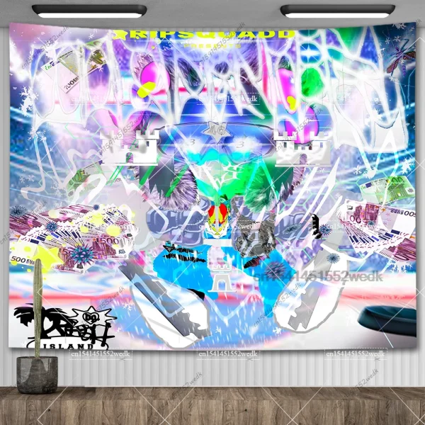 333 Bladee Album Cover Wall Tapestry Hippie Hip Pop Rapper Tapestries Bedroom Aesthetic Background Cloth Home Dorm Decoration 2