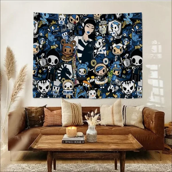 Japanese Tokidoki Tapestry Tapestry Art Printing Indian Buddha Wall Decoration Witchcraft Bohemian Hippie INS Home Decor 4
