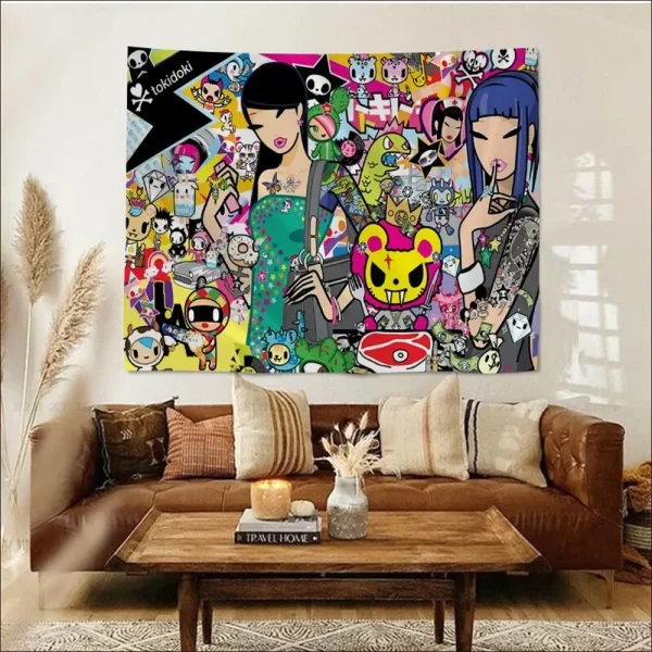 Japanese Tokidoki Tapestry Tapestry Art Printing Indian Buddha Wall Decoration Witchcraft Bohemian Hippie INS Home Decor 5