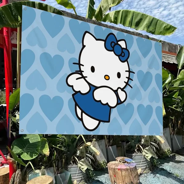 2025 MINISO Hello Kitty Large Size Print Tapestry Patterns Interest Birthday Party Decorat Living Room Decorative Wall Cloth 2