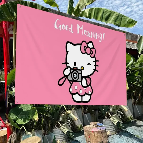 2025 MINISO Hello Kitty Large Size Print Tapestry Patterns Interest Birthday Party Decorat Living Room Decorative Wall Cloth 3
