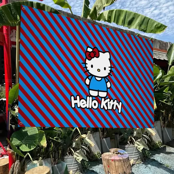 2025 MINISO Hello Kitty Large Size Print Tapestry Patterns Interest Birthday Party Decorat Living Room Decorative Wall Cloth 5