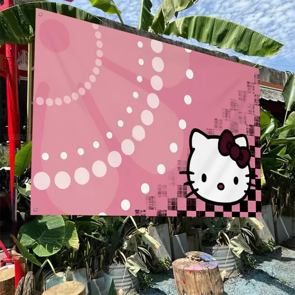 2025 MINISO Hello Kitty Large Size Print Tapestry Patterns Interest Birthday Party Decorat Living Room Decorative Wall Cloth 6