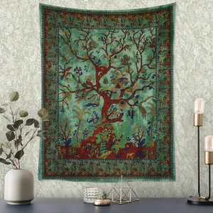 Retro Flower and Bird Tree Tapestry Wall Hanging Abstract Art Mysterious Witchcraft Hippie Dormitory Living Room Home Decor 1