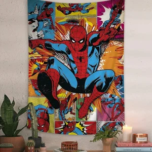 MINISO Avengers Marvel Spider-Man tapestry anime wall hanging anime Spider-Man art colorful wall hanging bohemian wall hanging m 1