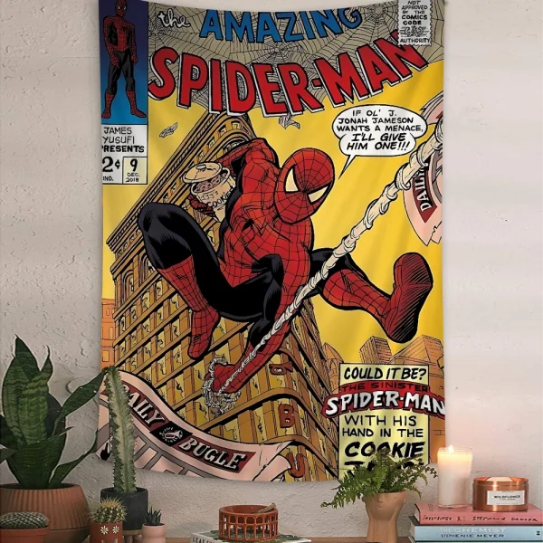 MINISO Avengers Marvel Spider-Man tapestry anime wall hanging anime Spider-Man art colorful wall hanging bohemian wall hanging m 2