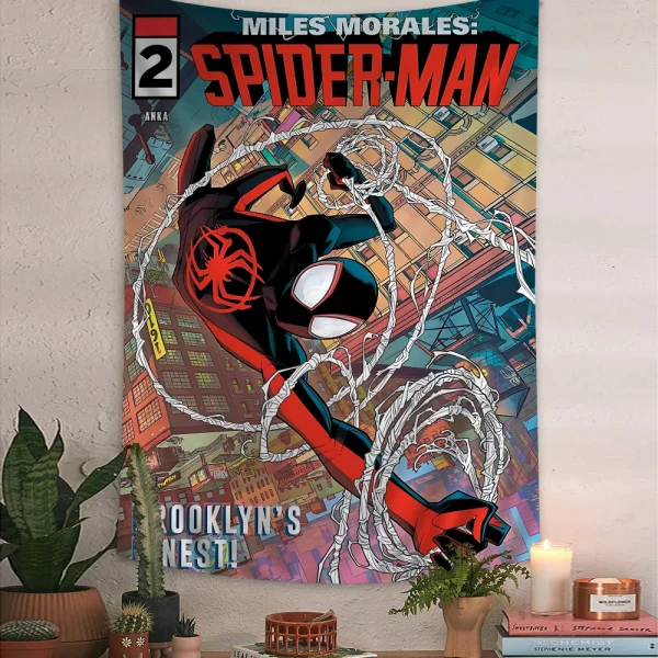 MINISO Avengers Marvel Spider-Man tapestry anime wall hanging anime Spider-Man art colorful wall hanging bohemian wall hanging m 3