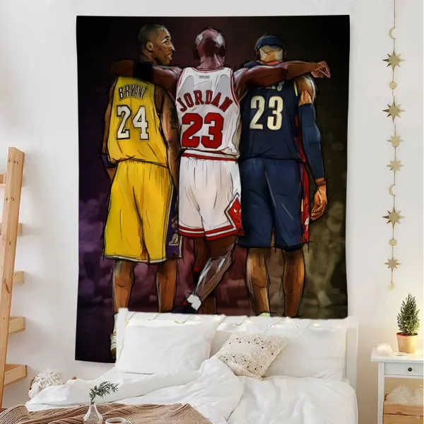 Famous Basketball Player Basketball Celebrities  Anime Tapestry Hippie Flower Wall Carpets Dorm Decor Cheap Hippie Wall Hanging 1