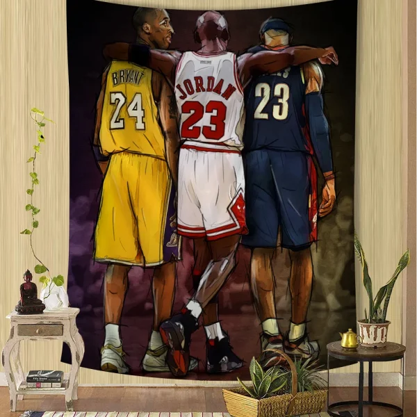 Famous Basketball Player Basketball Celebrities  Anime Tapestry Hippie Flower Wall Carpets Dorm Decor Cheap Hippie Wall Hanging 2